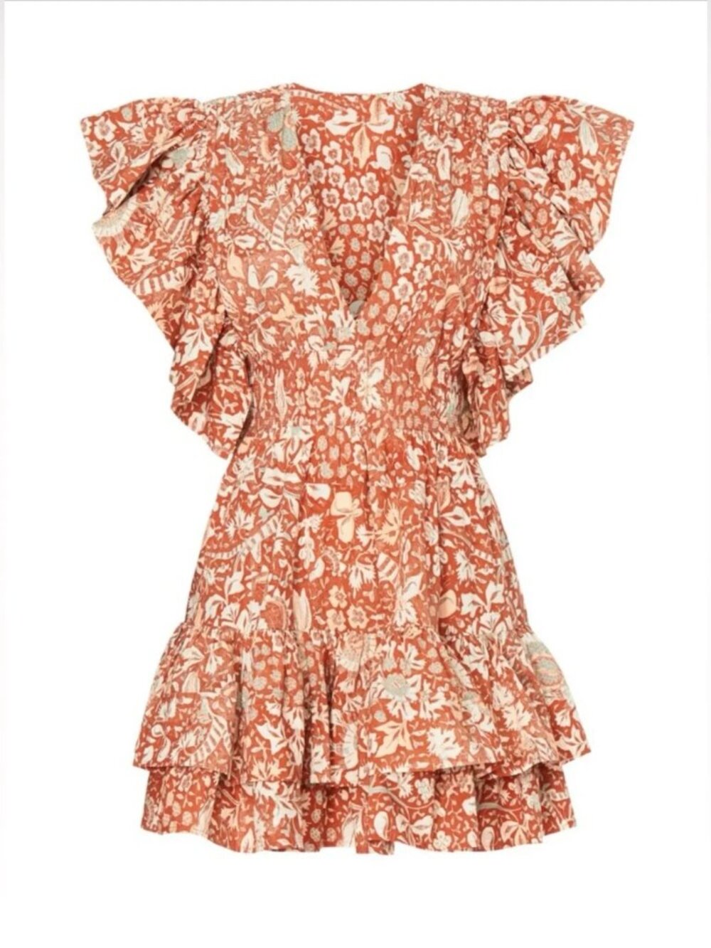 ULLA JOHNSON Kiri Mini Dress Orange Blossom Statement Sleeve Sundress Cotton 10 - Picture 12 of 16